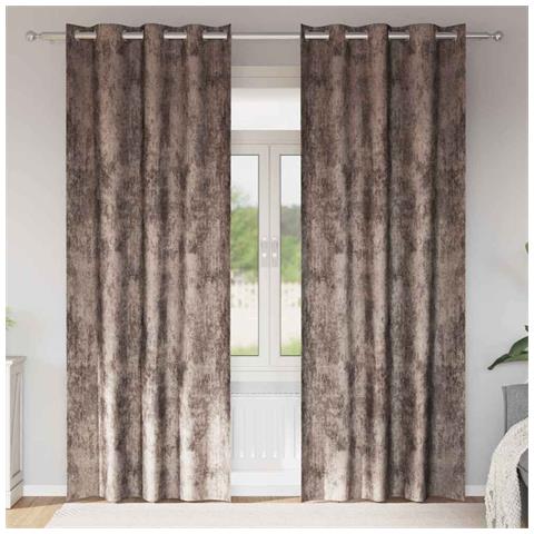 Tenda con tende 2 pcs Cappuccino 245 x 140 cm Velluto - Foto 2