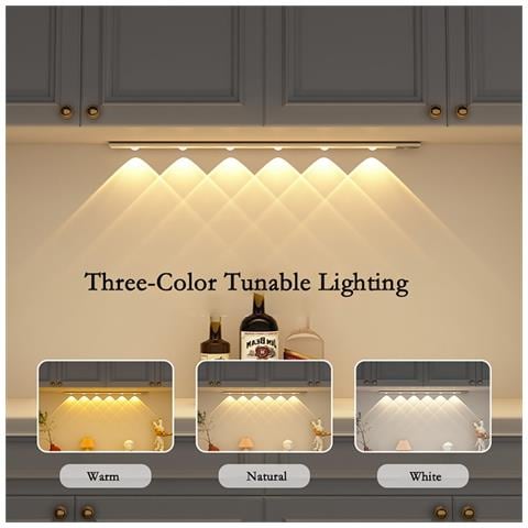 Luce Led Ricaricabile Con Sensore - 5w Slim Attivata A Movimento Per Armadi E Guardaroba Con Ricarica Type-c E Tre Modalità Silver 20 Cm - Foto 2