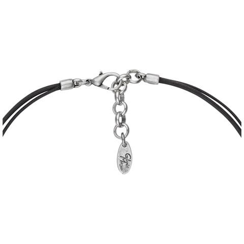 Collana Girocollo In Pelle Nera E Placcata Argento 40 Cm - Foto 4