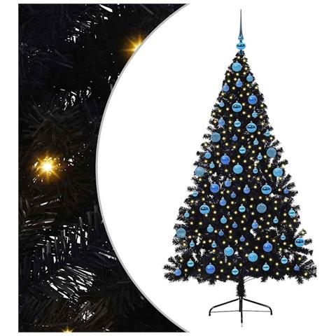 Albero di Natale artificiale con luci integrate Nero 180 cm PVC - Foto 1
