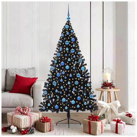 Albero di Natale artificiale con luci integrate Nero 180 cm PVC - Foto 2