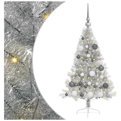 Albero di Natale artificiale con luci integrate Argento 120 cm - Foto 1