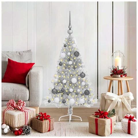 Albero di Natale artificiale con luci integrate Argento 120 cm - Foto 2