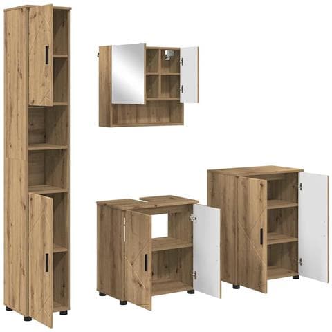 Set di mobili per il bagno con porta 4 pcs Rovere artigianale - Foto 1