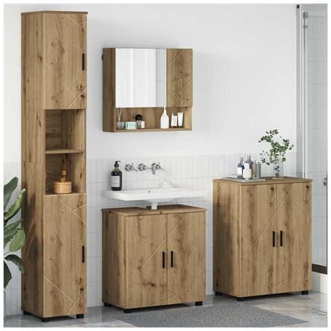 Set di mobili per il bagno con porta 4 pcs Rovere artigianale - Foto 2