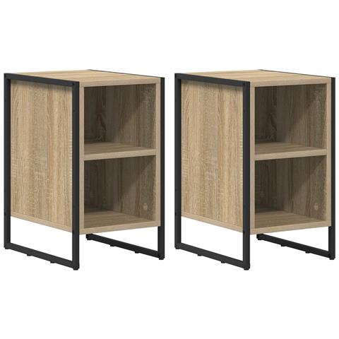 Comodino 2 pcs Sonoma 39.5 x 30 x 50 cm Legno multistrato - Foto 1