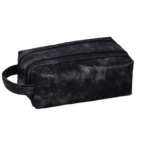 Trousse Da Toilette Nera Con Doppia Cerniera - Borsa Da Viaggio Portatile, Grande Capacità E Impermeabile - Foto 1