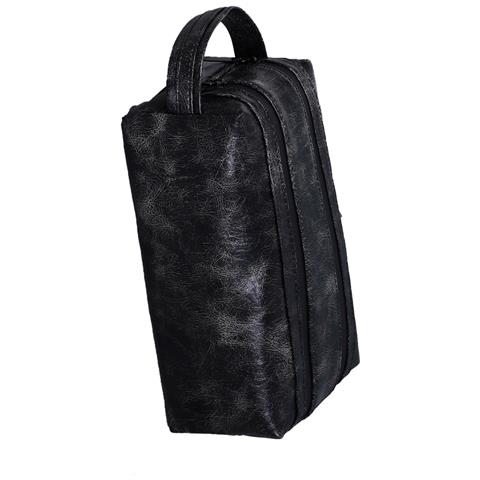 Trousse Da Toilette Nera Con Doppia Cerniera - Borsa Da Viaggio Portatile, Grande Capacità E Impermeabile - Foto 2