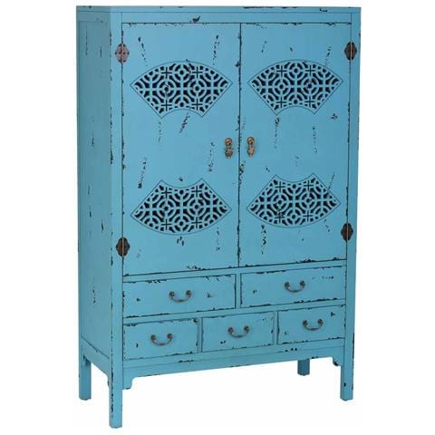Armadio In Legno Invecchiato Blu 96x40x150h Cm - Foto 1