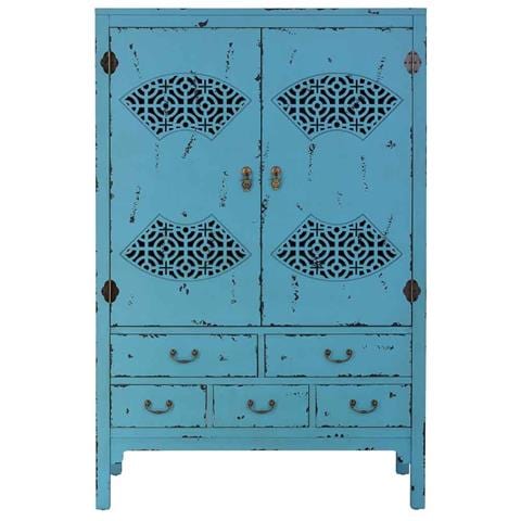 Armadio In Legno Invecchiato Blu 96x40x150h Cm - Foto 2