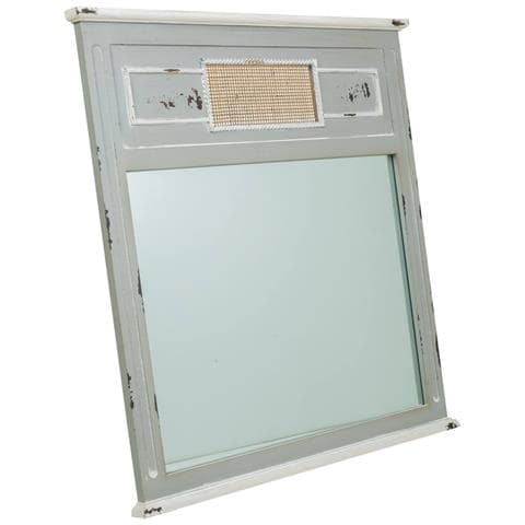 Specchio In Legno E Rete In Bambù Grigio 70x3,3x76h - Foto 1