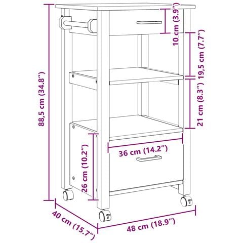 Carrello da Cucina MONZA Nero 48 x 40 x 88,5 cm - Foto 9