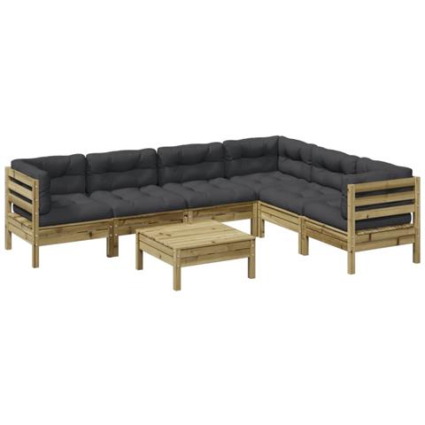 Set Divani da Giardino 7pz con Cuscini Legno Impregnato di Pino - Foto 1
