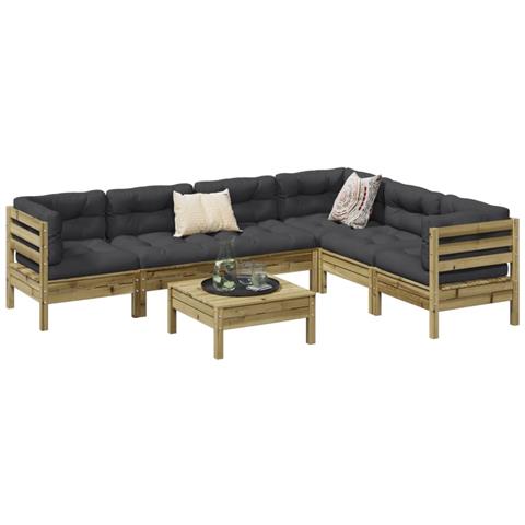 Set Divani da Giardino 7pz con Cuscini Legno Impregnato di Pino - Foto 2