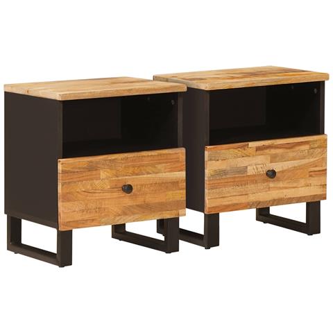 Mobiletto da Letto con cassetto 2 pcs Marrone 40 x 33 x 46 cm - Foto 1