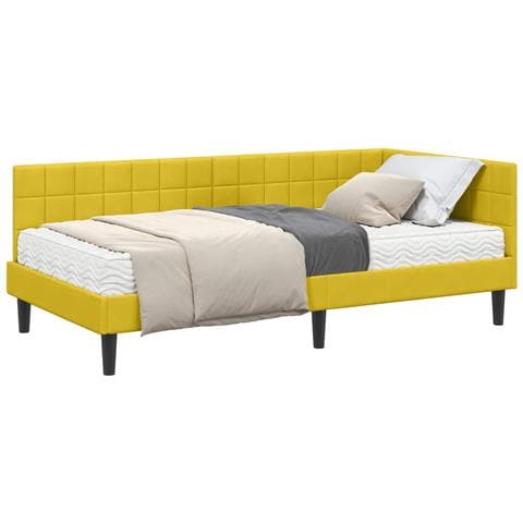 Struttura Letto Angolare con Materasso 2 pcs Giallo Velluto - Foto 1
