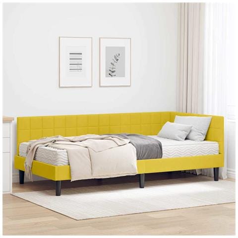 Struttura Letto Angolare con Materasso 2 pcs Giallo Velluto - Foto 2