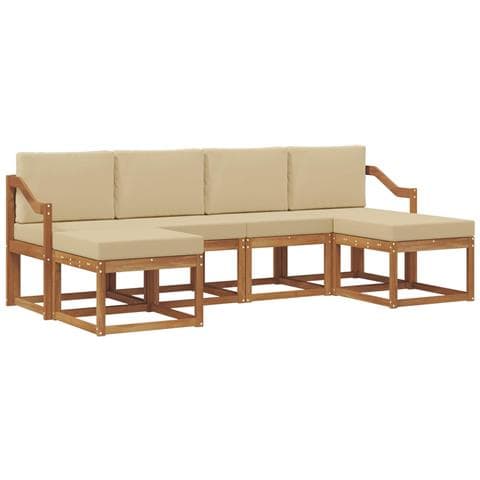 Set di divani da esterno con cuscino 6 pcs Naturale e Beige - Foto 1