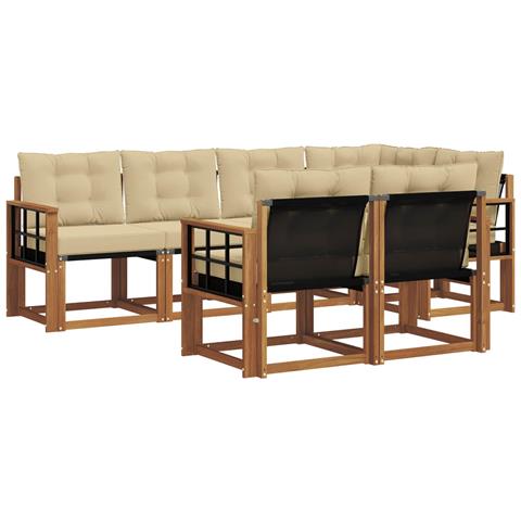 Set di divani da esterno con cuscino 7 pcs Naturale e Beige - Foto 1