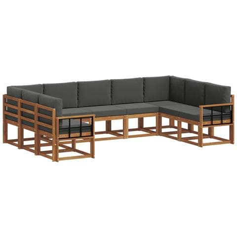 Set di divani da esterno con cuscino 9 pcs Naturale e Antracite - Foto 1