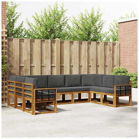 Set di divani da esterno con cuscino 9 pcs Naturale e Antracite - Foto 2