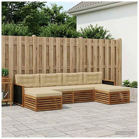 Set divani con cuscino 6 pcs Legno di Acacia Massello - Foto 2