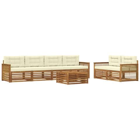 Set di divani da esterno con cuscino 7 pcs Naturale e Crema - Foto 1