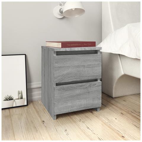 Comodino Grigio Sonoma 30x30x40 cm in Legno Multistrato - Foto 2
