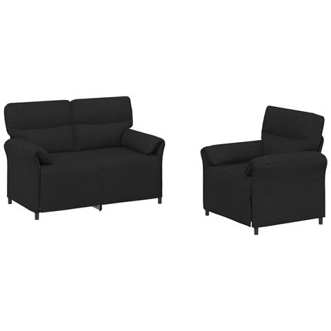 Set di divani 2 pz Nero Tessuto - Foto 1