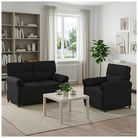 Set di divani 2 pz Nero Tessuto - Foto 9