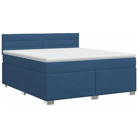 Letto box spring con materasso Blu 140 x 200 cm Tessuto - Foto 1