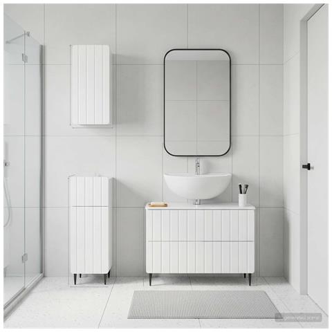 Set di armadietti da bagno in 3 pezzi ZWOLLE Bianco Lucido - Foto 2