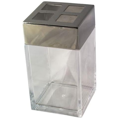 PORTASPAZZOLINI da BAGNO in PVC TRASPARENTE 6x6x11H cm - Foto 1