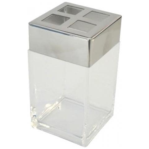 PORTASPAZZOLINI da BAGNO in PVC TRASPARENTE 6x6x11H cm - Foto 2