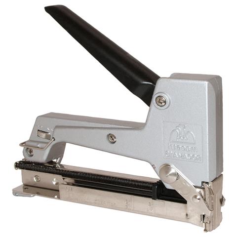 Fissatrice Professionale Manuale, Montatura In Metallo E Guida In Acciaio, Regolatore Di Potenza, Blocco Per L'asta Di Manovra E Fermo Di Sicurezza, Carica Dei Punti Sul Retro. Adatta Per Punti Metallici E Chiodi. - Foto 1