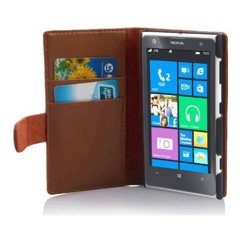 Custodia Compatibile Con Nokia Lumia 1020 In Marrone Castagno - Coperchio Protettivo In Similpelle Liscia E Tasca Per Carte Di Credito - Foto 4