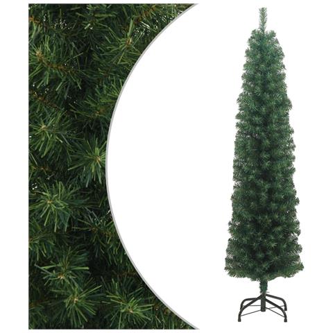 Albero di Natale Artificiale Sottile con Base Verde 240 cm PVC - Foto 1