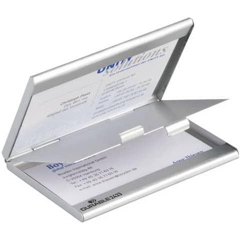 Portabiglietti Da Visita Business Card Box Duo Alluminio Argento Metallizz. Fino A 10 Biglietti - 243323 - Foto 1