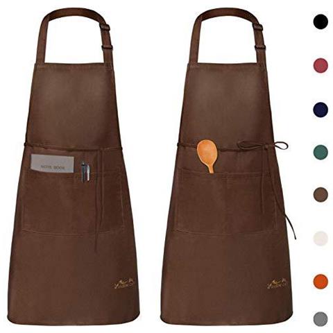 2 Confezioni Grembiule Da Cucina Impermeabile Regolabile Chef Grembiule Con Tasche Per La Casa Ristorante Artigianato Giardino Barbecue Scuola Coffee House Grembiule Uomo Donna - Foto 1