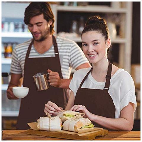 2 Confezioni Grembiule Da Cucina Impermeabile Regolabile Chef Grembiule Con Tasche Per La Casa Ristorante Artigianato Giardino Barbecue Scuola Coffee House Grembiule Uomo Donna - Foto 4