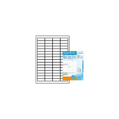 Labels white 48,3x16,9 SuperPrint 6400 pcs. , Bianco, Labels / pack - 6400 pcs. Sheets / pack - 100 pcs, 48, 3 x 16, 9 mm, A4 sheets, border on all sides - Foto 2