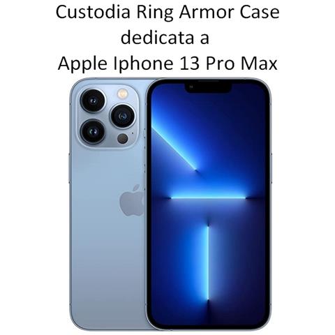 Custodia Alta Protezione Con Anello Per Apple Iphone 13 Pro Max Black - Foto 2