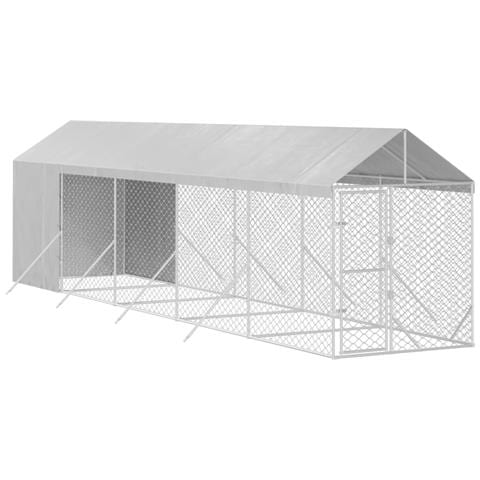 Cuccia Cani Da Esterno Tetto Argento 2x10x2,5 M Acciaio Zincato - Foto 3