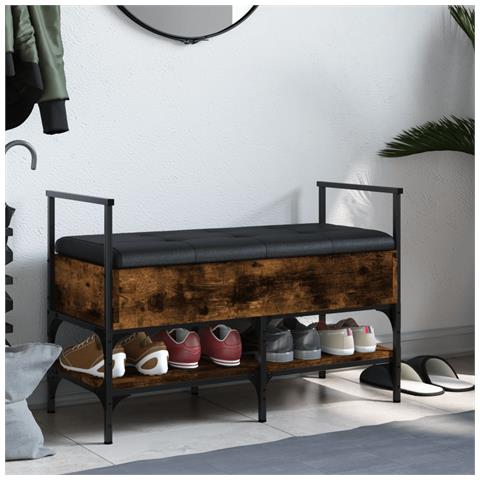 Panca Porta Scarpe Rovere Fumo 85,5x42x57,5cm Legno Multistrato - Foto 3