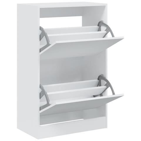 Scarpiera Bianca 60x34x96,5 Cm In Legno Multistrato - Foto 2