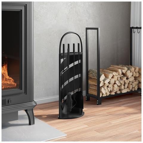 Set Attrezzi Per Caminetto 5 Pz 23x15x66 Cm In Acciaio - Foto 3