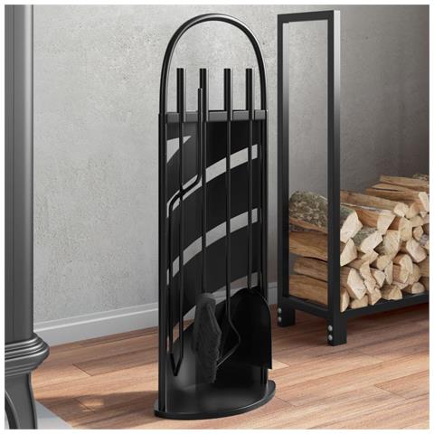 Set Attrezzi Per Caminetto 5 Pz 23x15x66 Cm In Acciaio - Foto 1