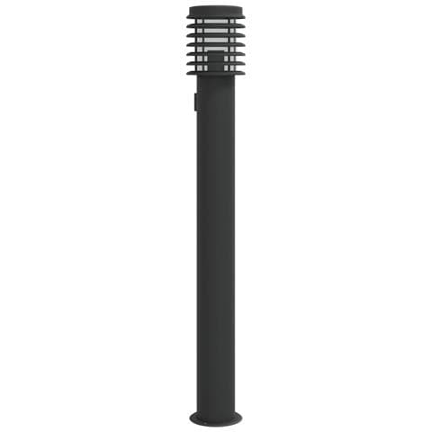 Lampade Da Terra Per Esterni Con Presa 3 Pz Nere 110 Cm Acciaio - Foto 2
