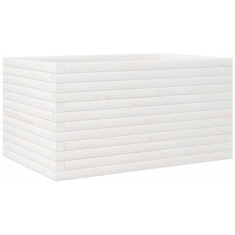 Fioriera Da Giardino Bianca 90x60x45,5cm Legno Massello Di Pino - Foto 2