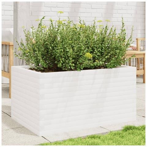 Fioriera Da Giardino Bianca 90x60x45,5cm Legno Massello Di Pino - Foto 3